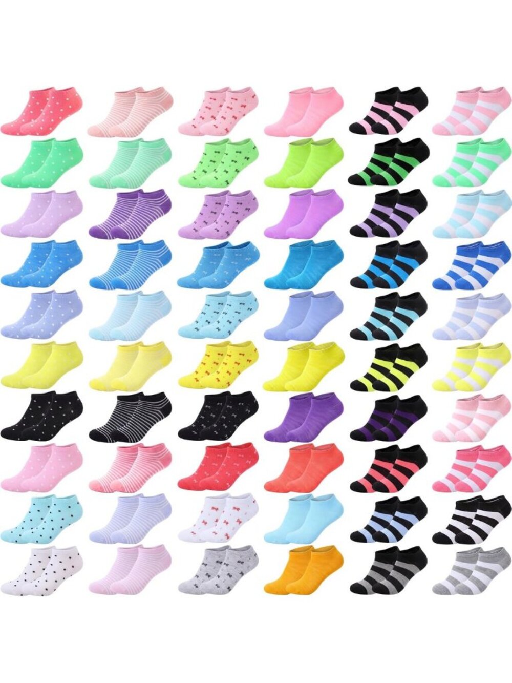 Colorful Ankle Socks Bulk - 240 Pairs, No Show, Breathable Cotton Blend, Low